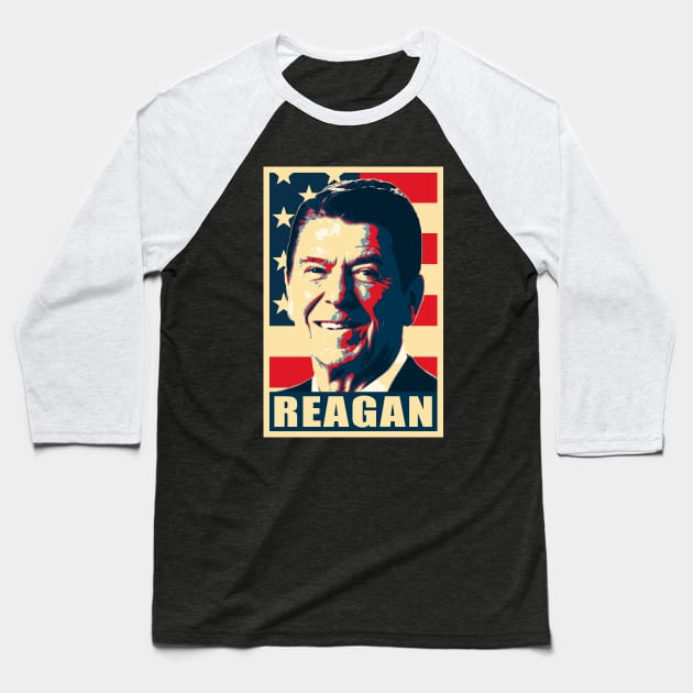 Ronald Reagan Propaganda Poster Art Baseball T-Shirt by Nerd_art